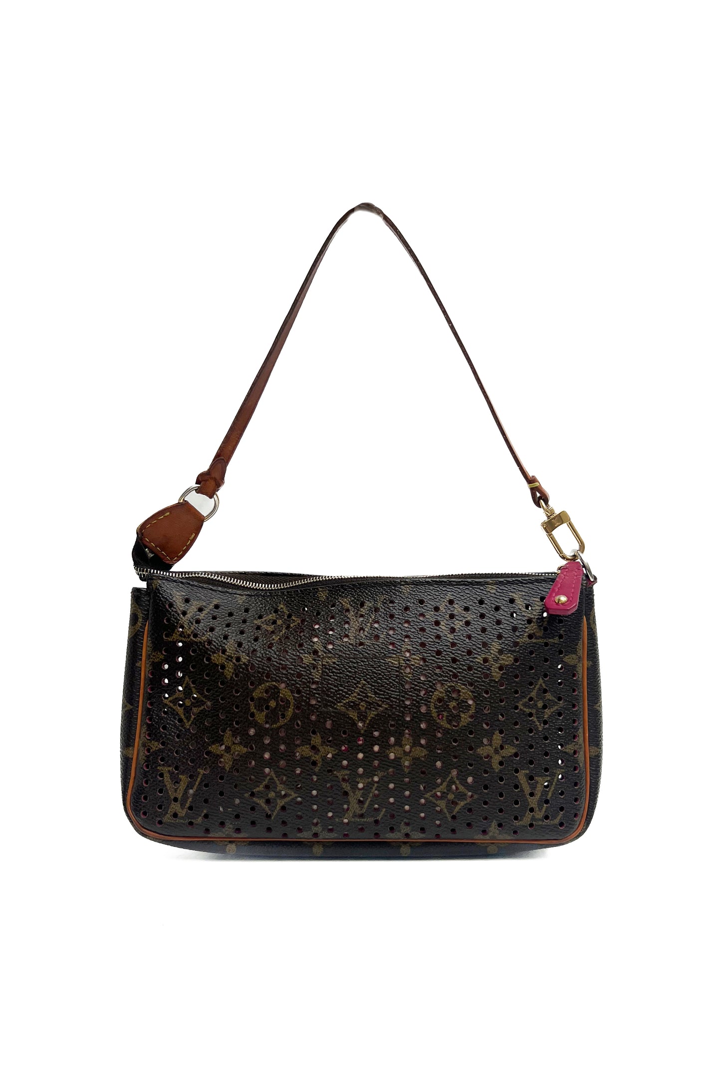 Vintage Monogram & Fuchsia Details Perforated Pochette