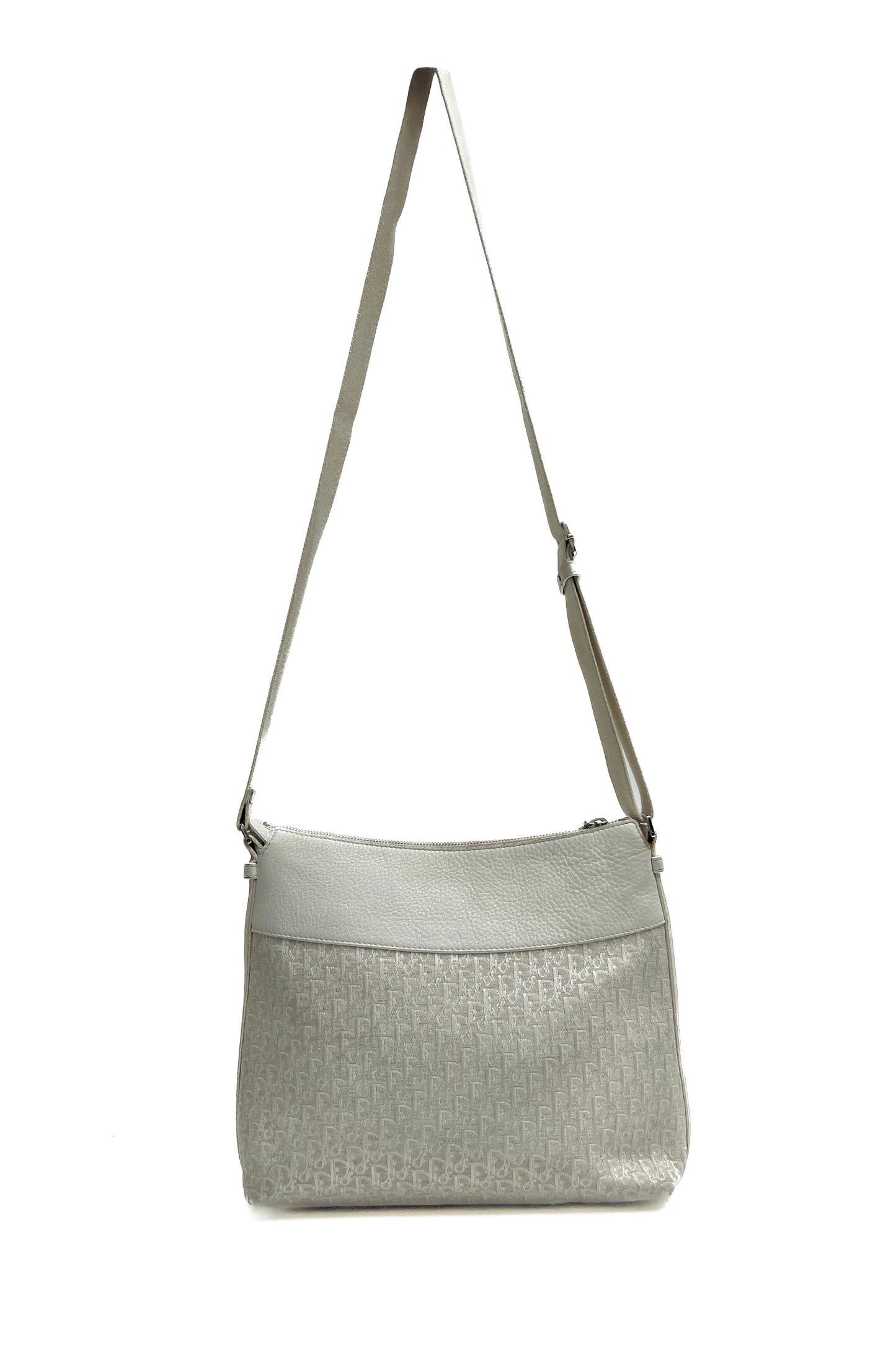 Vintage Cream Silver Logo Plaque Cross Body Bag