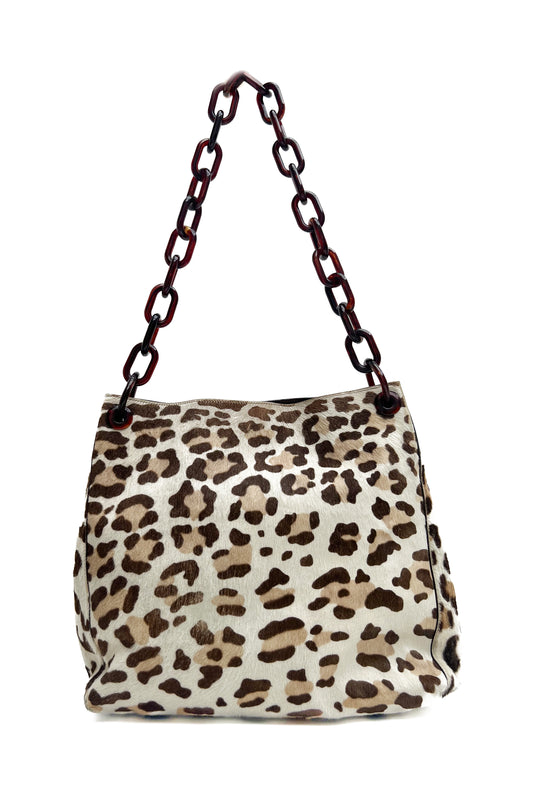 Vintage Leopard Tortoise Chain Bag
