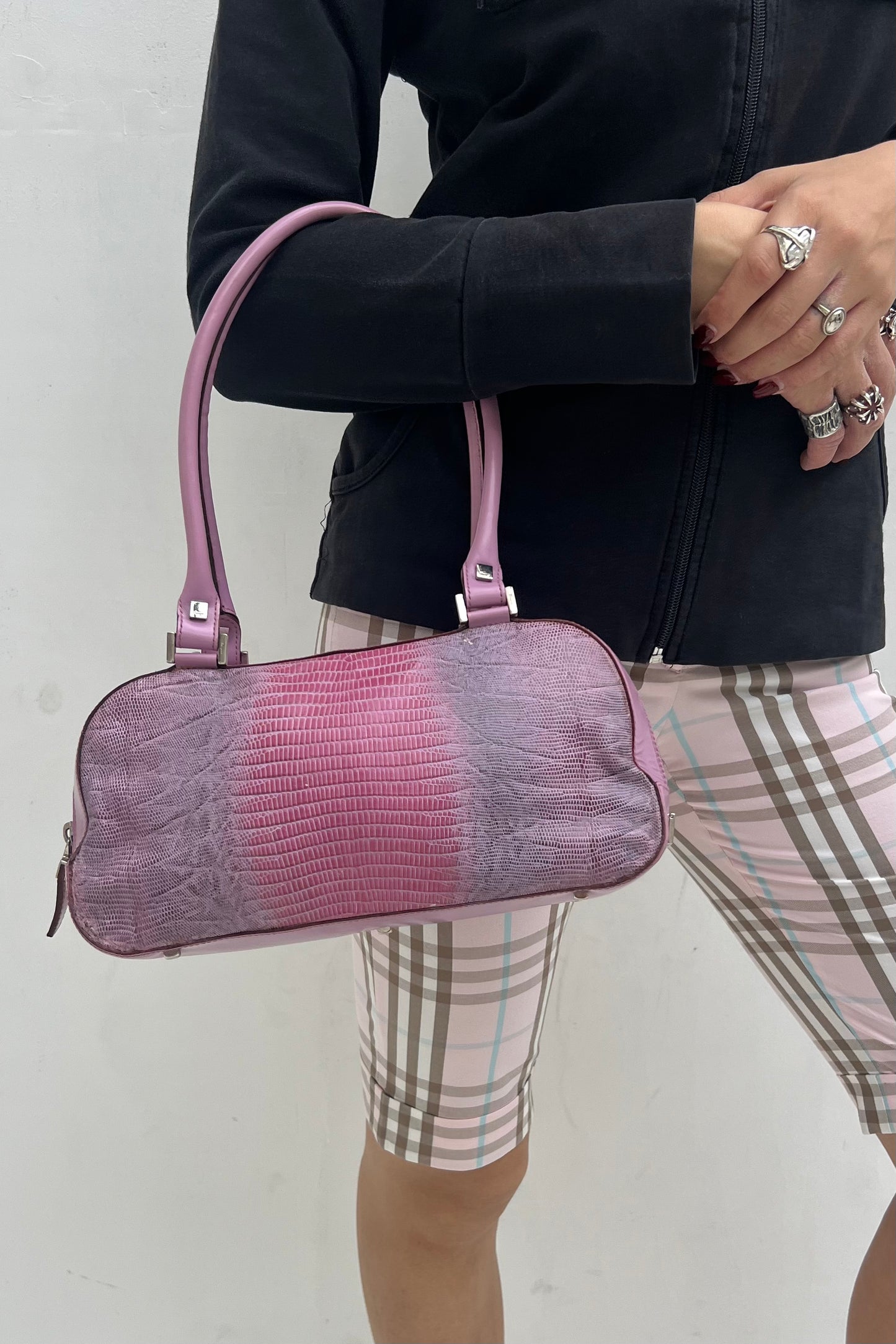 Vintage Pink Lizzard Shoulder Bag