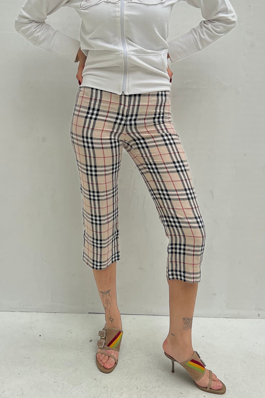 Vintage Linen Nova Check Capri Pants