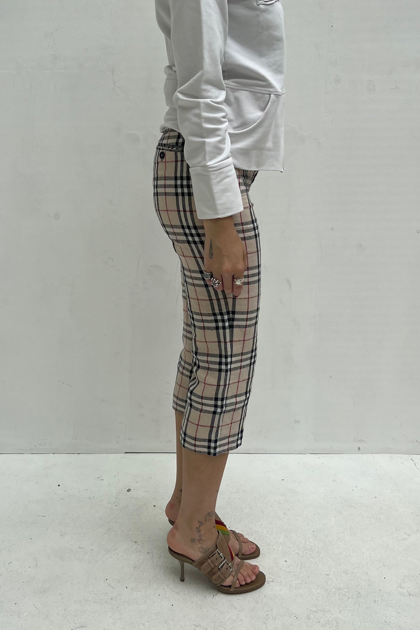 Vintage Linen Nova Check Capri Pants