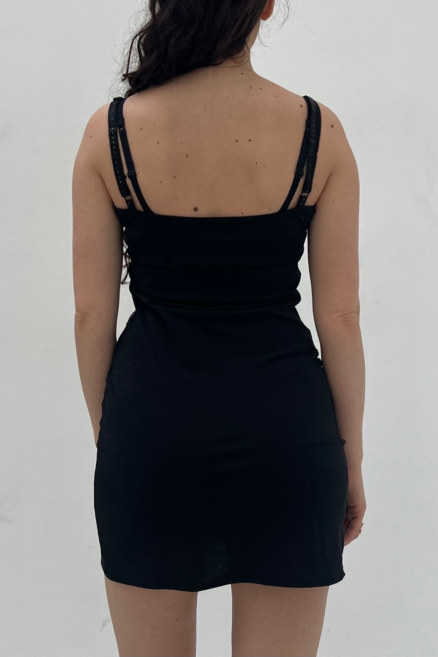 Vintage Black Purple Detailed Mini Dress