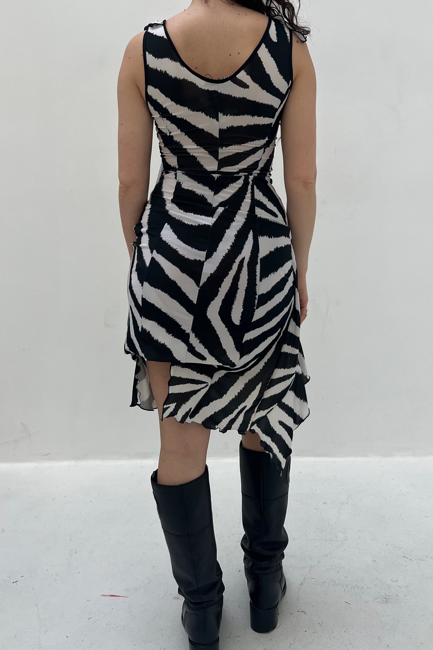 Vintage Zebra Ruffle Dress