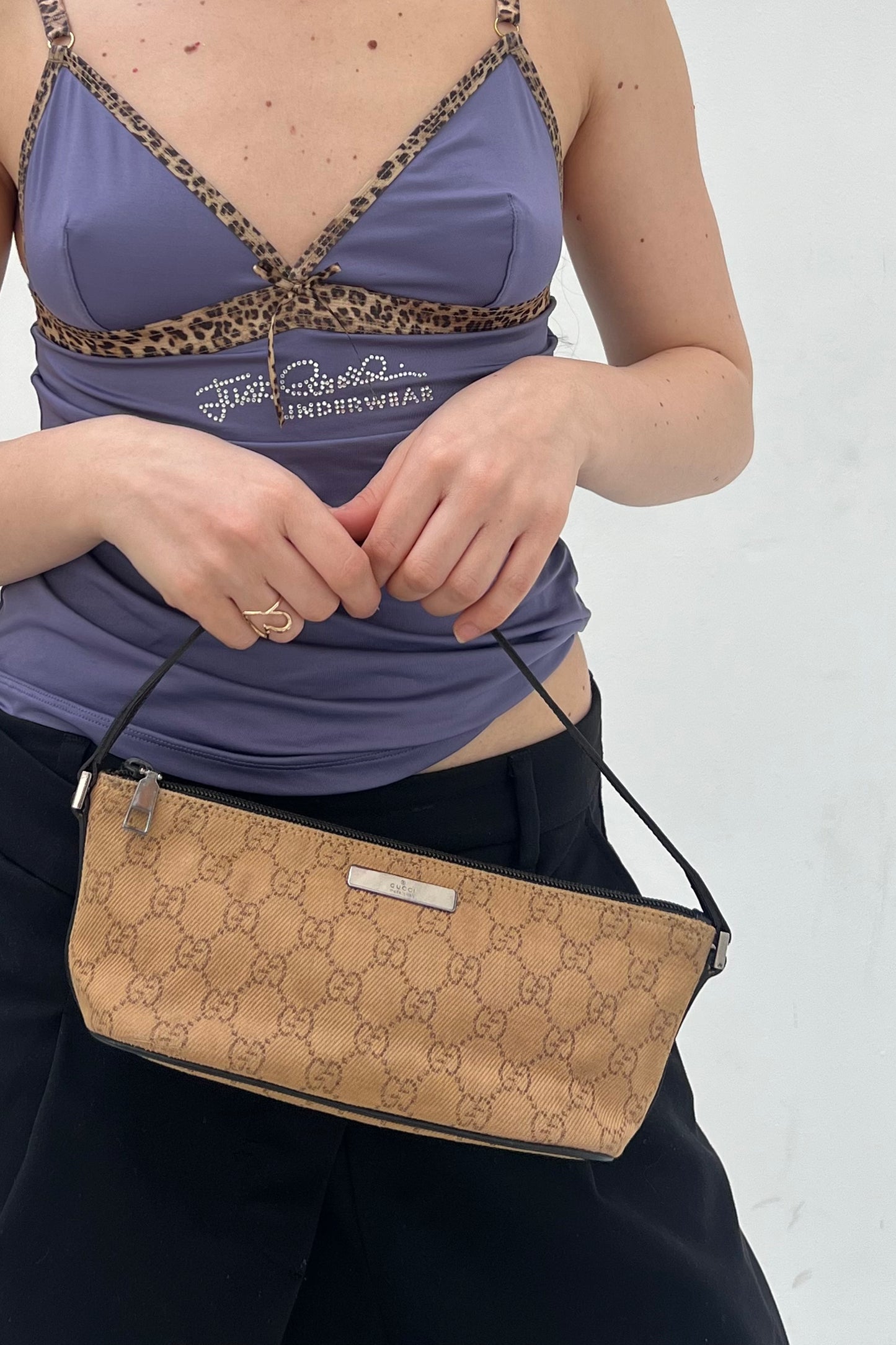 Vintage  Monogram Canvas & Chocolate Handle Pochette