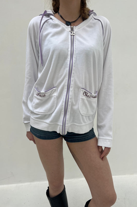 Vintage White Velvet Track Jacket