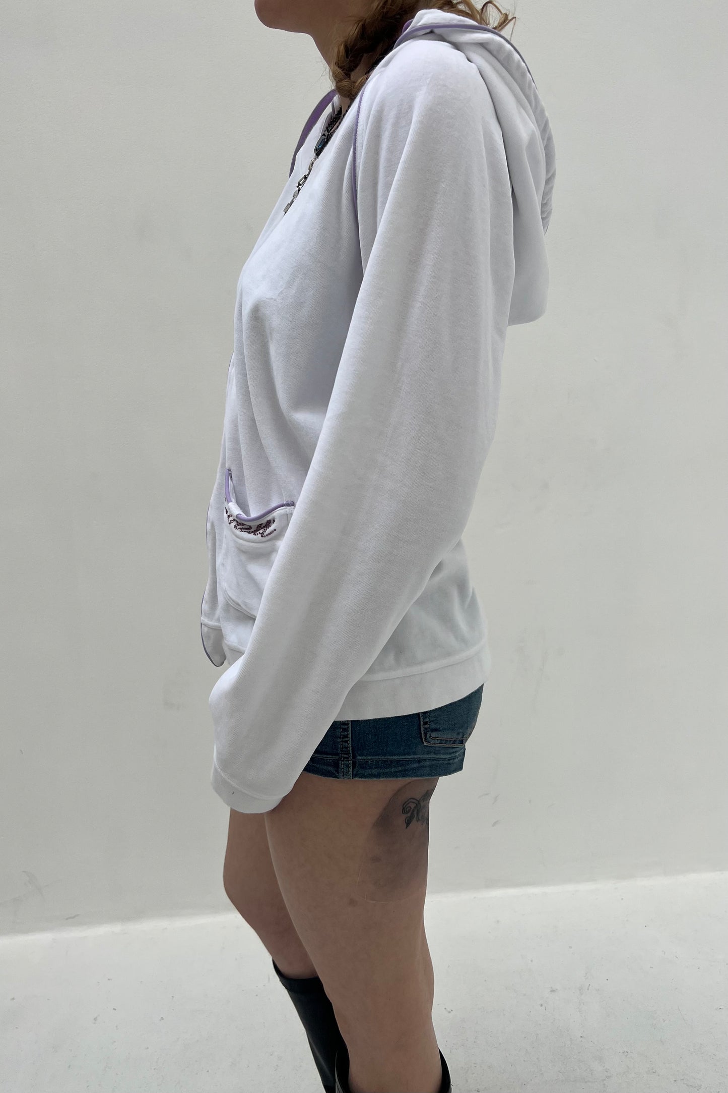 Vintage White Velvet Track Jacket
