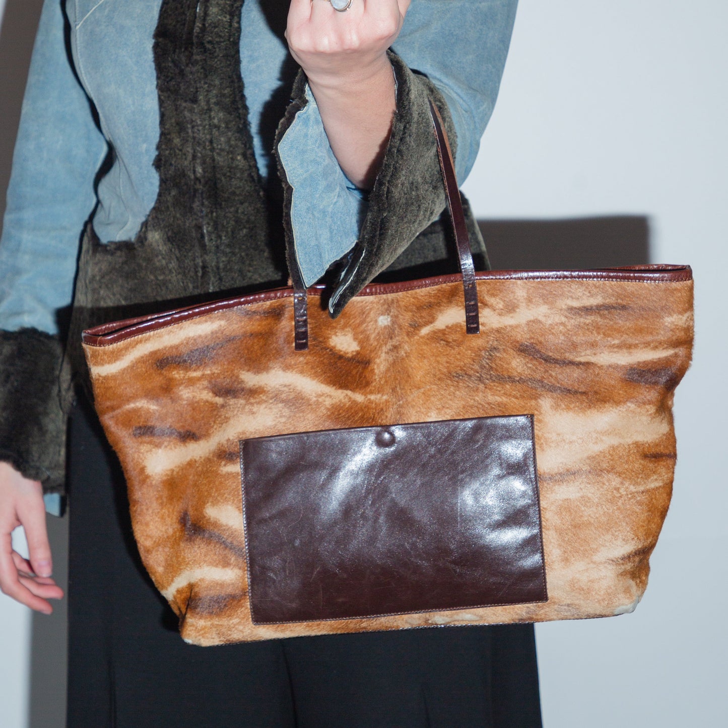 Vintage Fendi Brown Calfskin Tote Bag