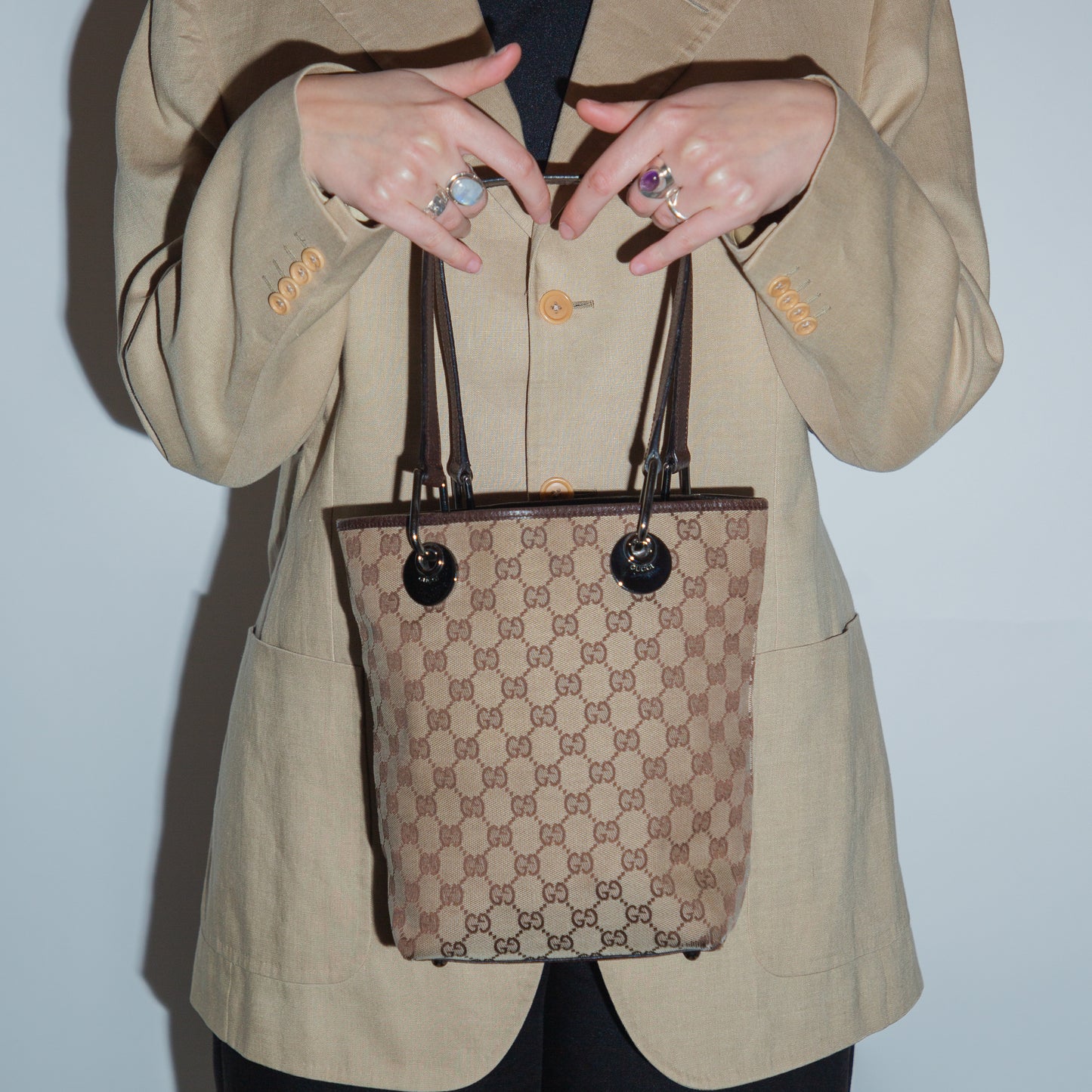 Vintage Gucci Classic Monogram Double Handle Shoulder Bag