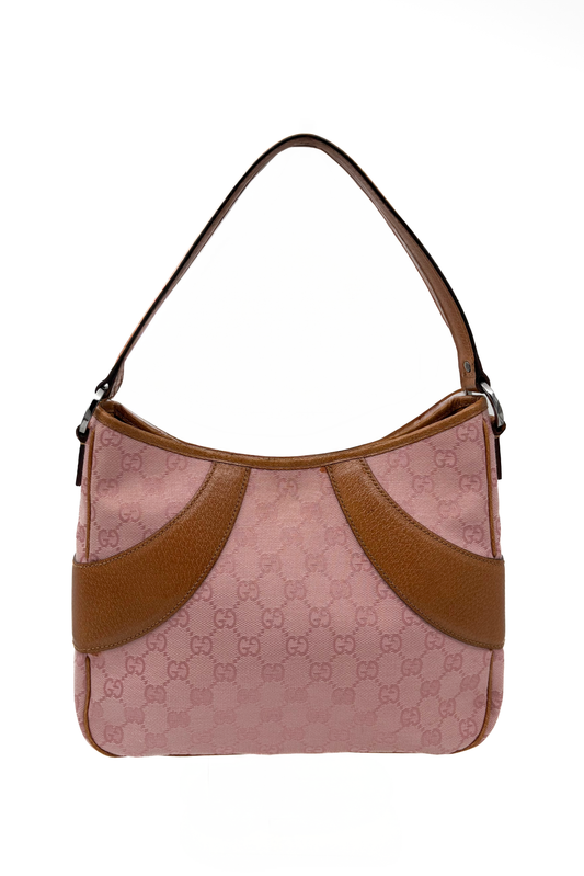 Vintage Pink Monogram & Tan Leather Shoulder Bag