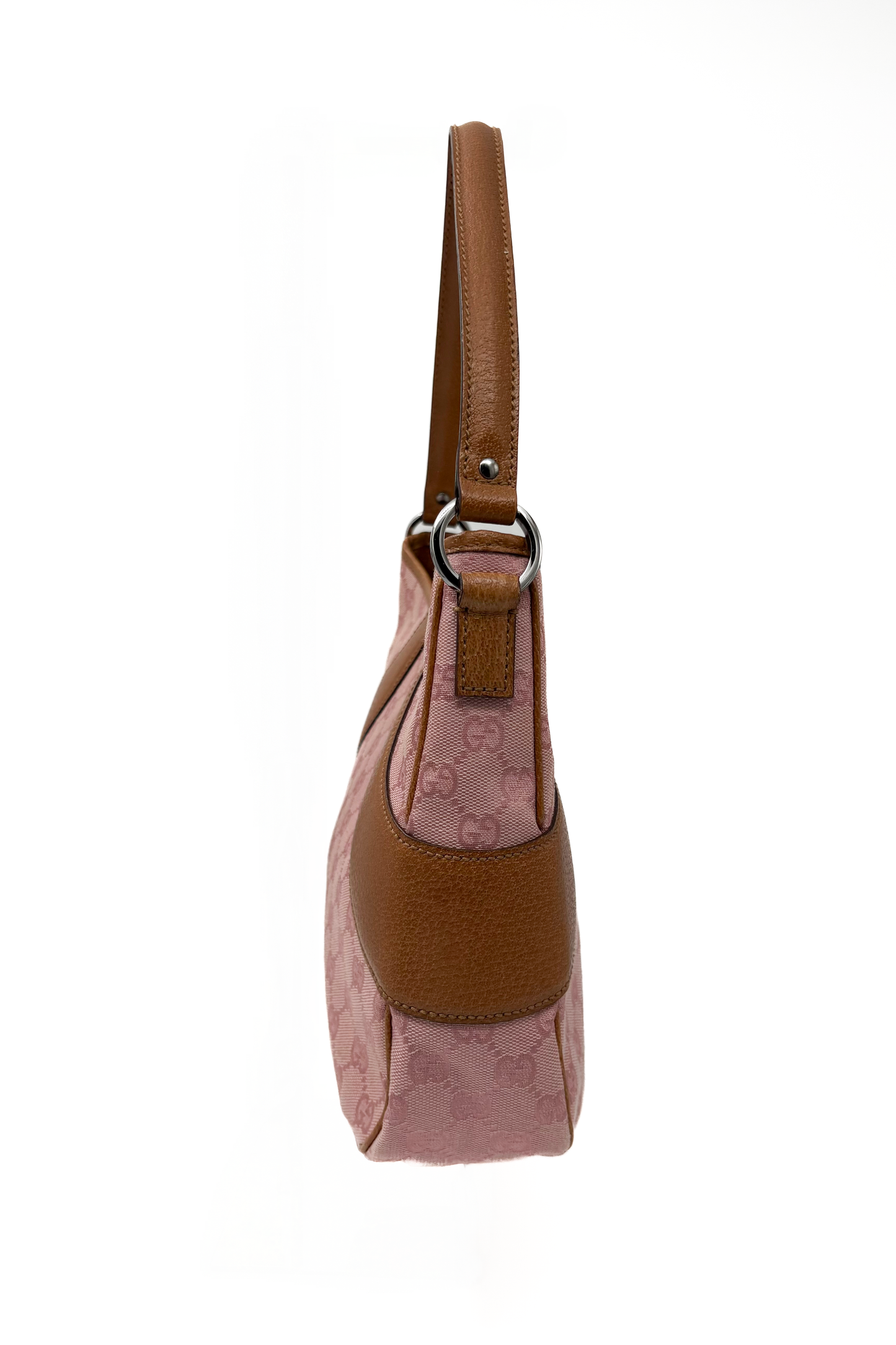 Vintage Pink Monogram & Tan Leather Shoulder Bag