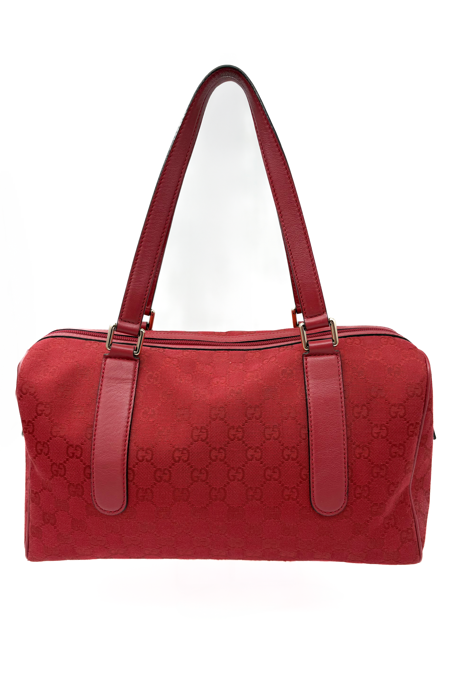 Vintage Deep Red Monogram Handle Bag
