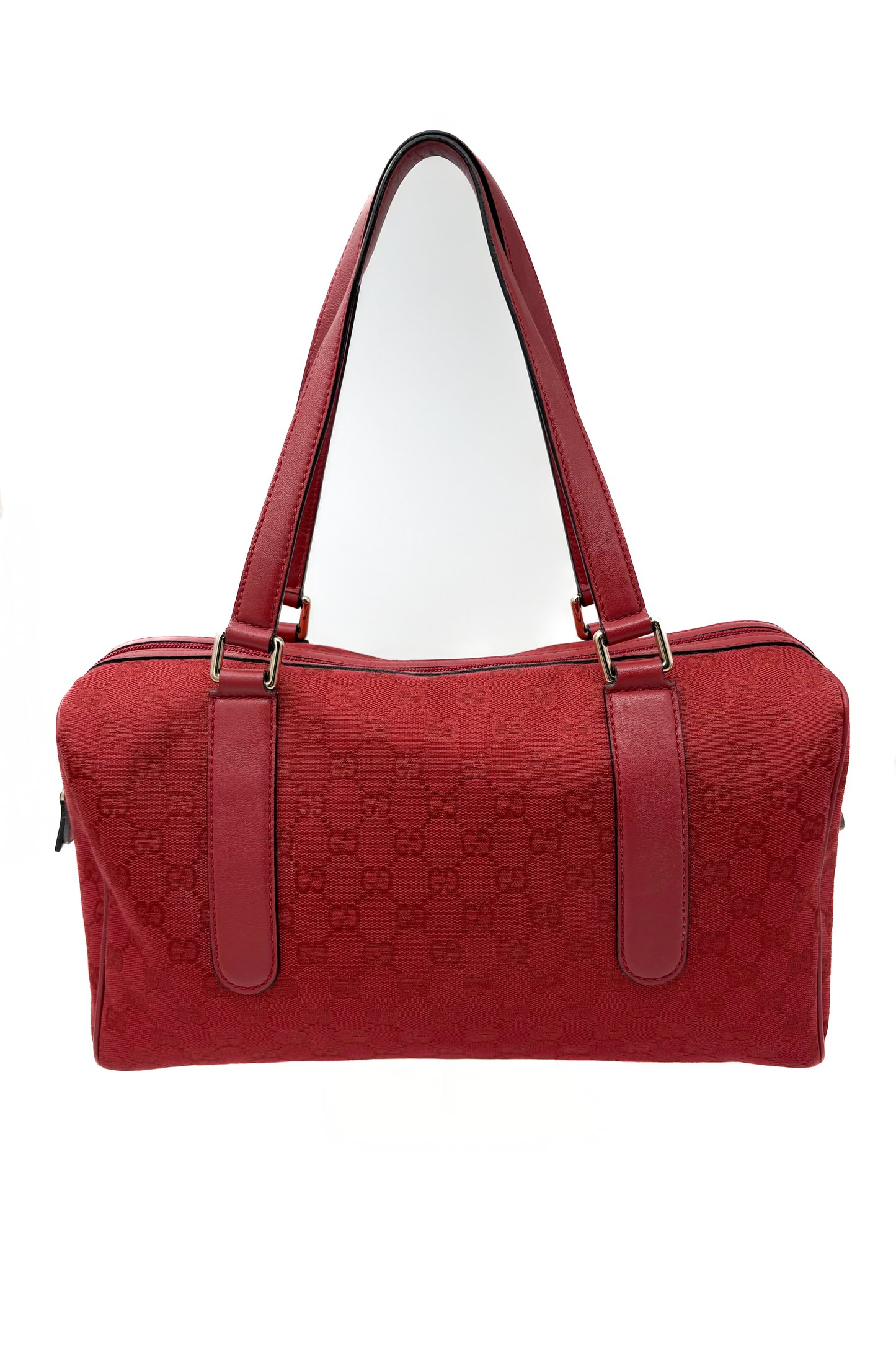 Vintage Deep Red Monogram Handle Bag