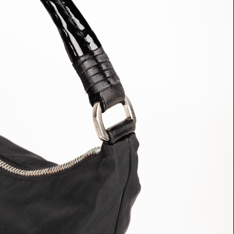 Vintage Black Patent Handle Shoulder Bag