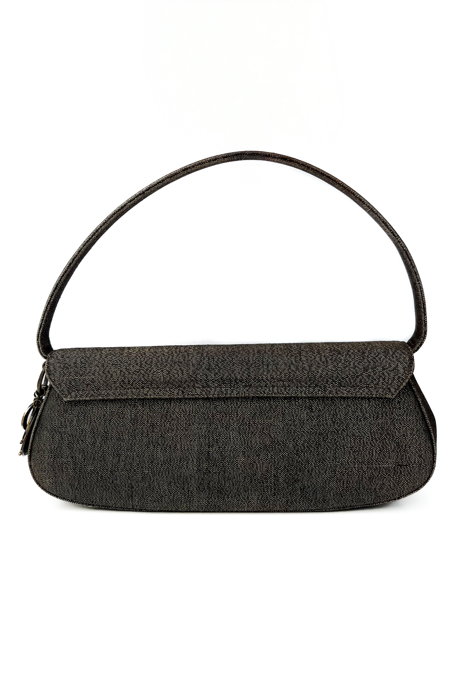 Vintage Denim Glitter Lune Baguette Bag